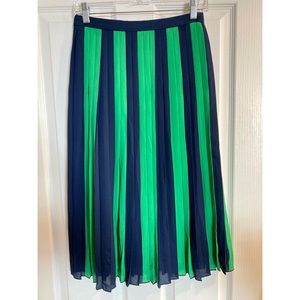 Striped pleated midi skirt